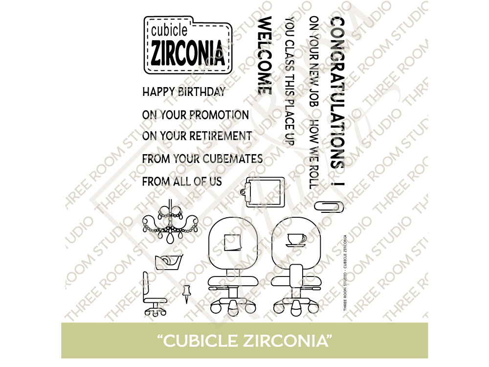 "Cubicle Zirconia" Clear Stamp Set