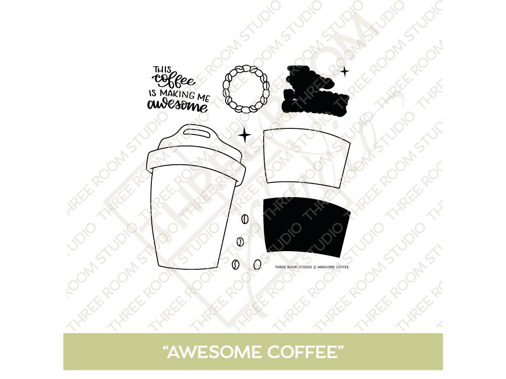 "Awesome Coffee" Clear Stamp Set