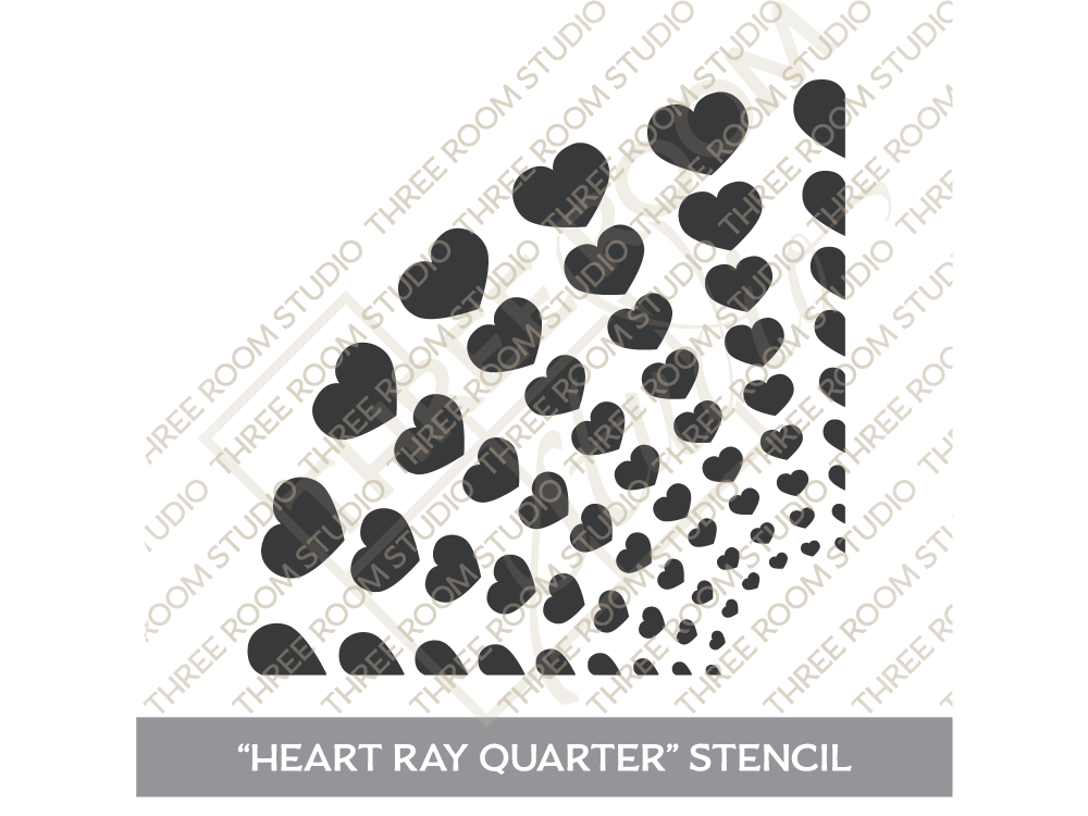 "Heart Ray Quarter" Stencil