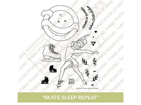 "Skate Sleep Repeat" Clear Stamp Set